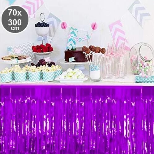 Mor Püsküllü Masa Eteği 70*300 cm